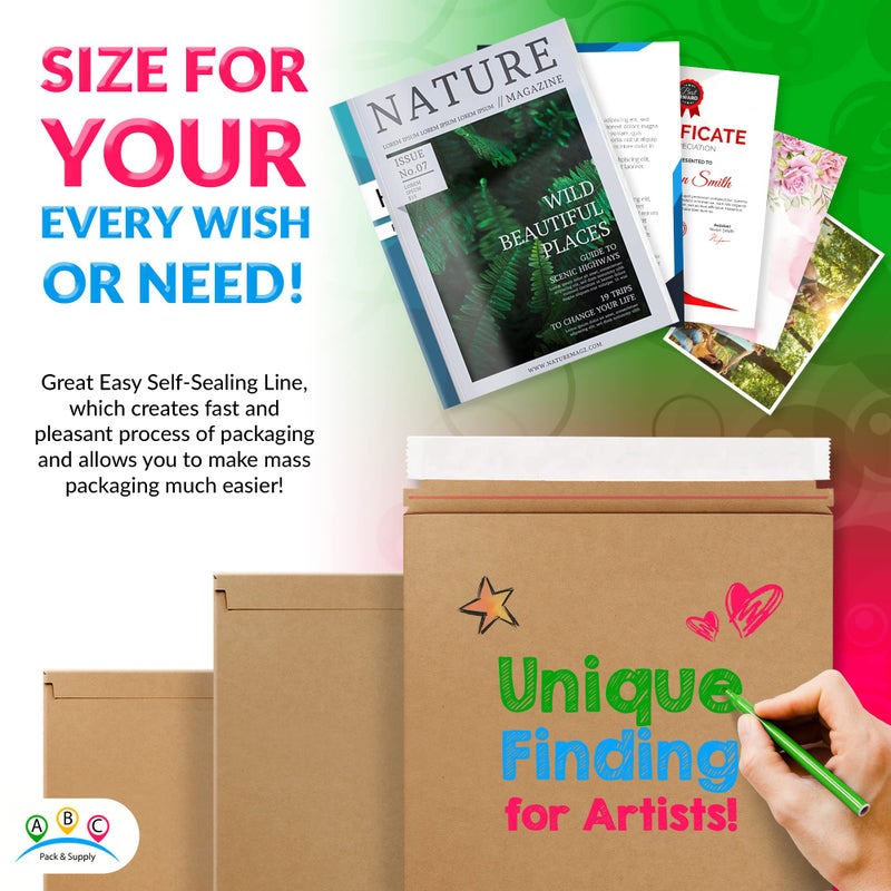 ABC PACK & SUPPLY Brown Rigid Mailers, 9 x 11.5 Inches. Pack of 25 Photo Mailer Envelopes. Flat Cardboard Mailers Self-Seal. Sturdy Cardboard Photo Envelope. Recyclable Hard Shipping Envelopes - Image 4